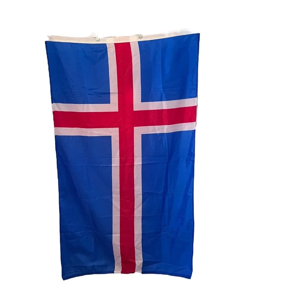 Iceland NY Glo Flag Outdoor Heavy Duty Made in USA 3' x‎ 5' ft 94cm x 152cm EUC